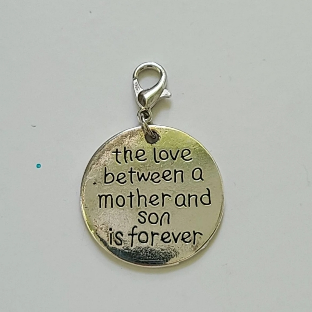 Mother & son planner charm clipon silver zipper pu